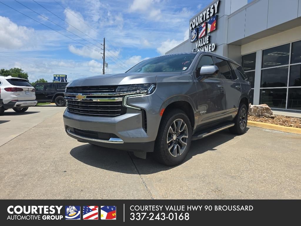 2021 Chevrolet Tahoe LT in Satin Steel Metallic — front three-quarter view
