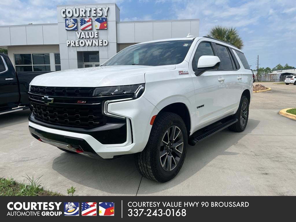 2023 Chevrolet Tahoe Z71 in Summit White — front three-quarter view