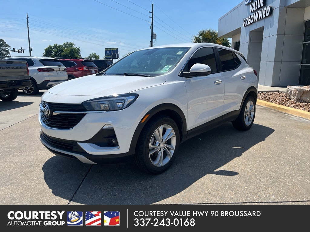 2023 Buick Encore GX Preferred in Summit White — front three-quarter view